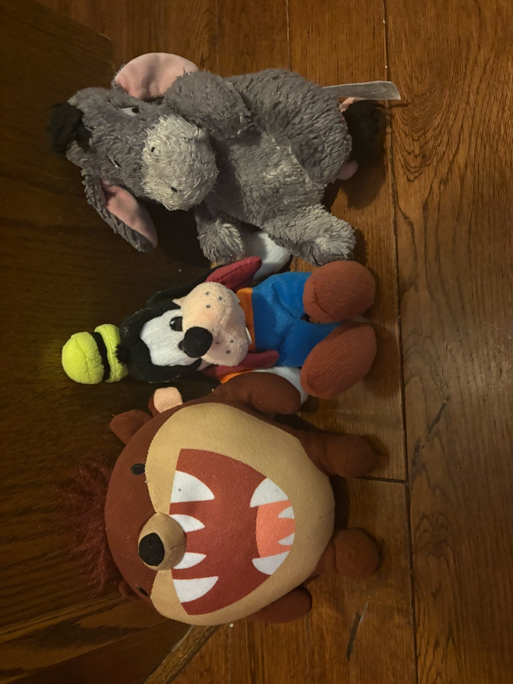 Looney Toons Tasmanian Devil, Disney Goofy, Disney Eeyore from Winnie the Pooh